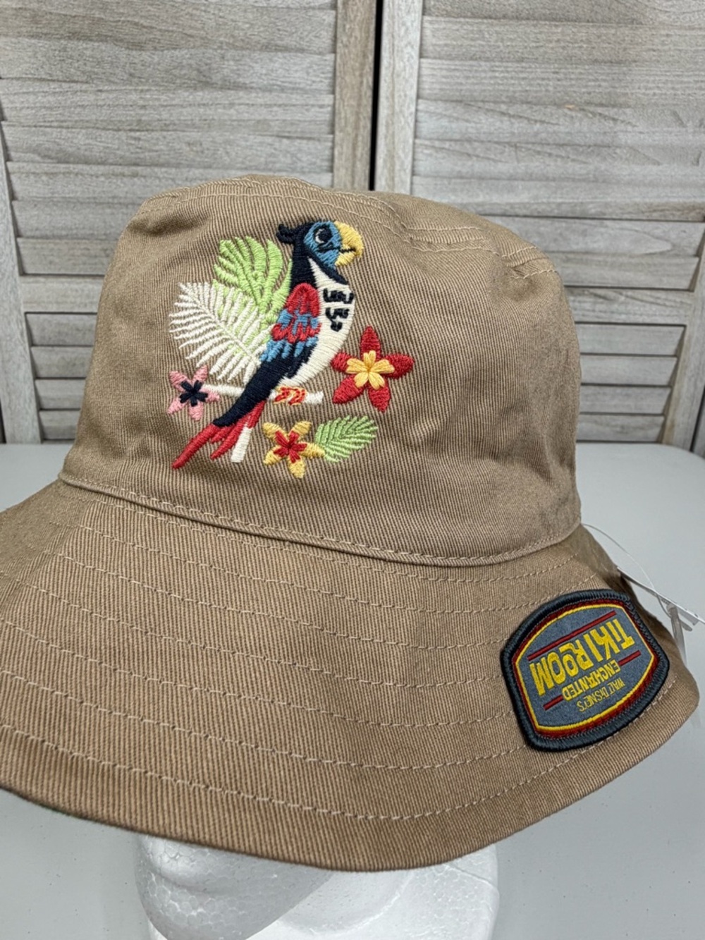 DISNEY Magic Kingdom Tiki Room Themed Reversible Bucket Hat Tan/Multi-OS - Picture 2 of 5